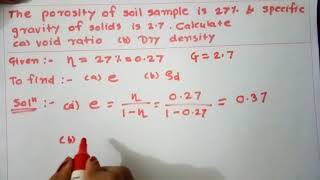 Geotechnical engineering numerical : Void ratio and dry density