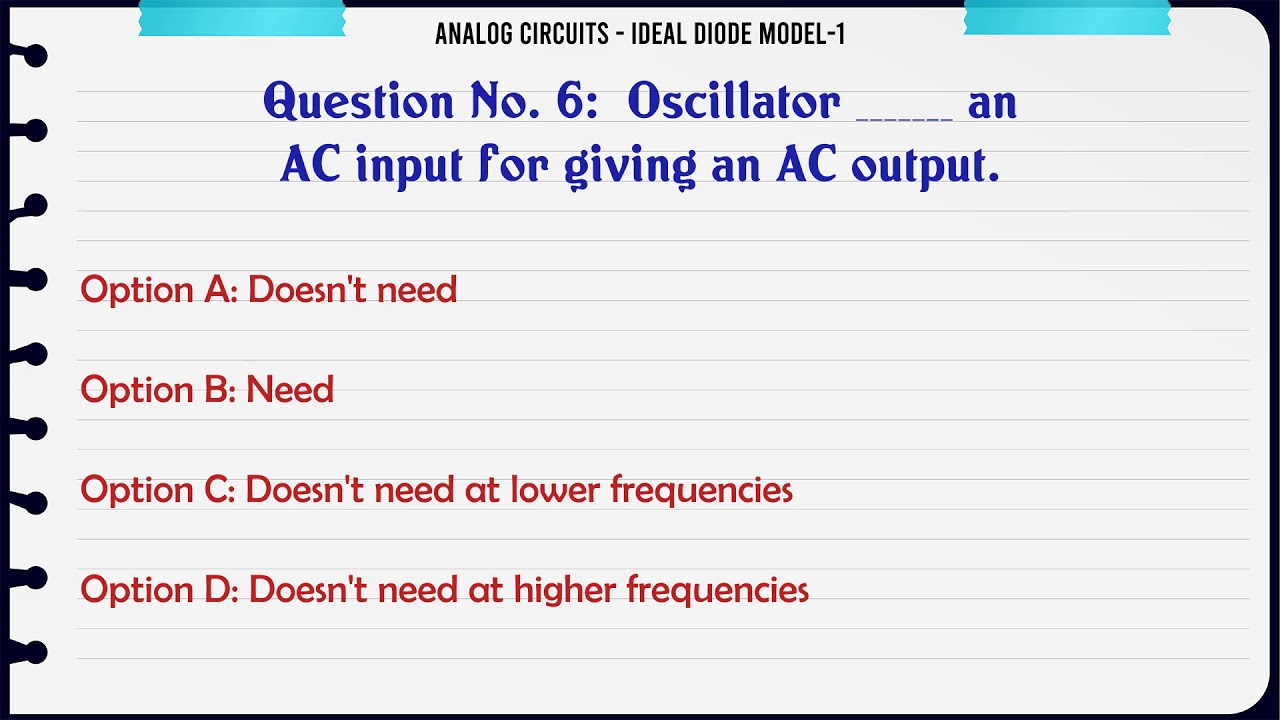 MCQ Questions Ideal Diode Model-1 with Answers