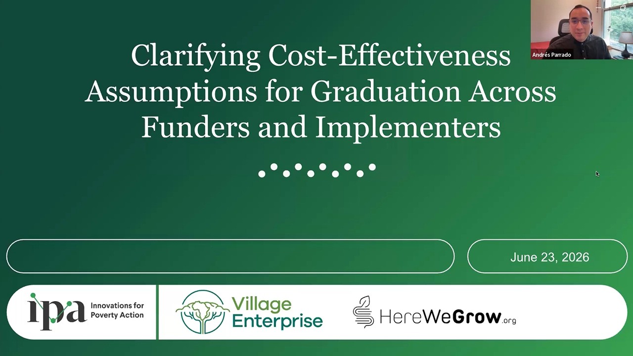 Clarifying Cost-Effectiveness Assumptions for Graduation Across Funders and Implementers
