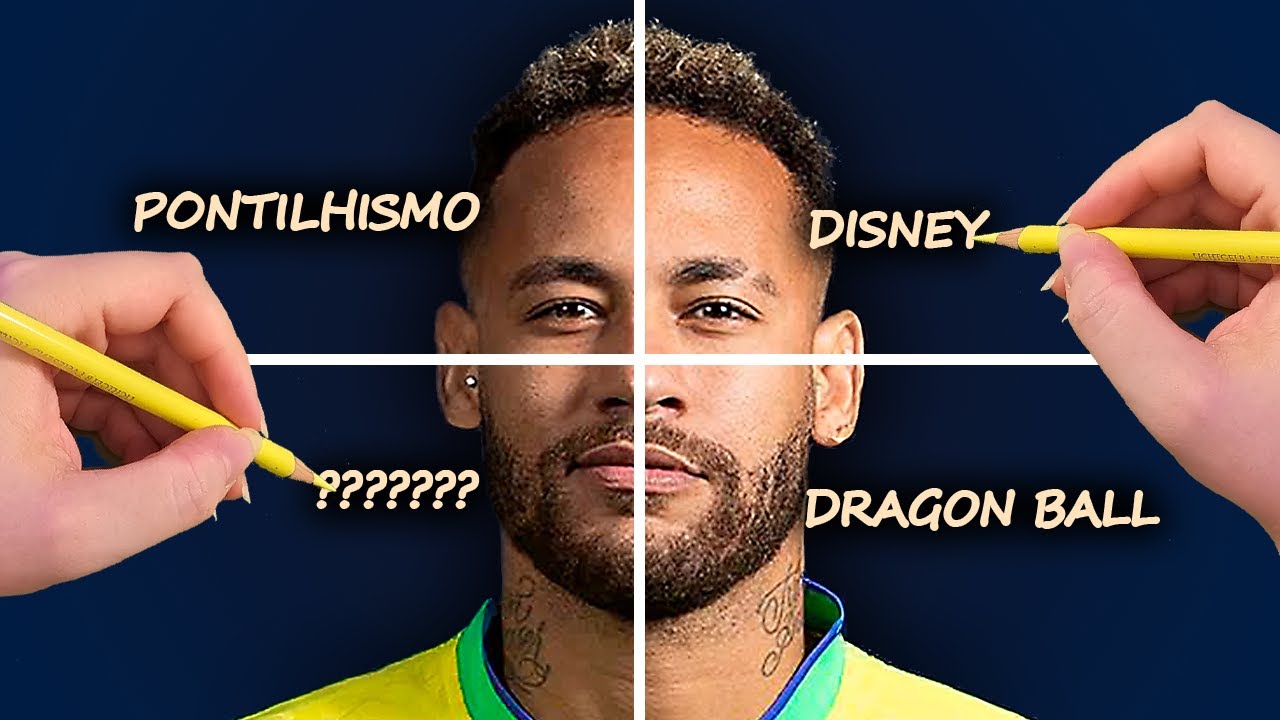 I drew NEYMAR in 4 ART STYLES 😱
