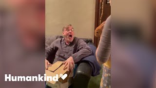 Dad squeals with delight when gifted rabbit | Humankind