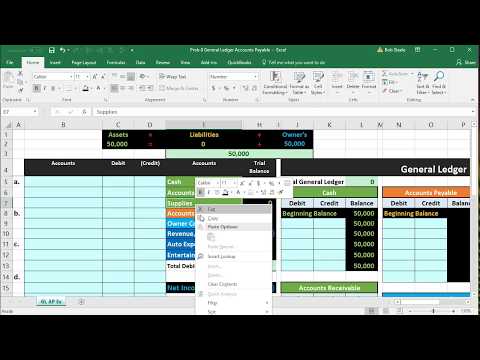 Part of a video titled Prob 8 General Ledger Accounts Payable - YouTube