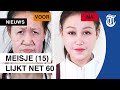 Bizarre metamorfose van meisje met oud gezicht