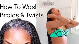 How To Wash Box Braids & Twist NO FRIZZ | journeytowaistlength
