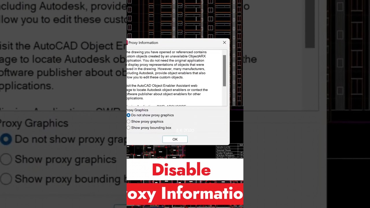 Disable Proxy Information in AutoCAD #autocad #cad #tech