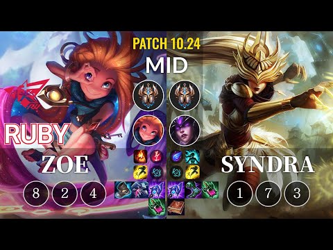RW Ruby Zoe vs Syndra Mid - KR Patch 10.24