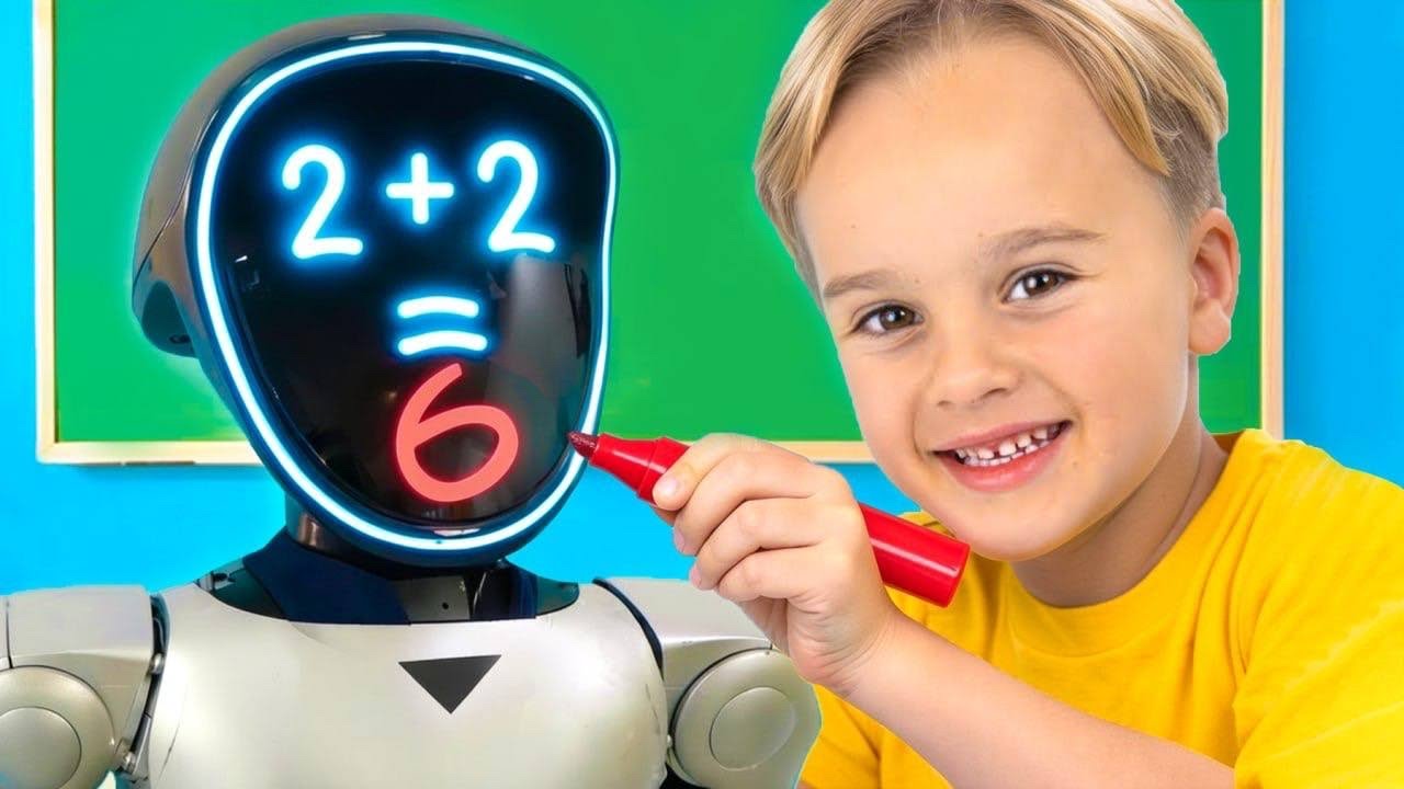 Vlad and Niki - Funny Story About a New Robot Teacher