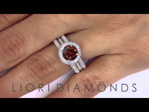 FD-600 - 2.75 Ct. Fancy Red Natural Diamond Engagement Ring 14k White Gold Vintage Style
