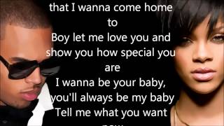 Rihanna ft Chris brown - nobody&#39;s business (lyrics on screen)
