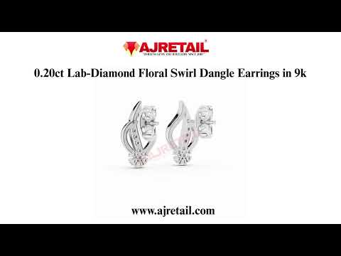💎 0.20ct Lab-Diamond Floral Swirl Dangle Earrings | 9K Gold ✨