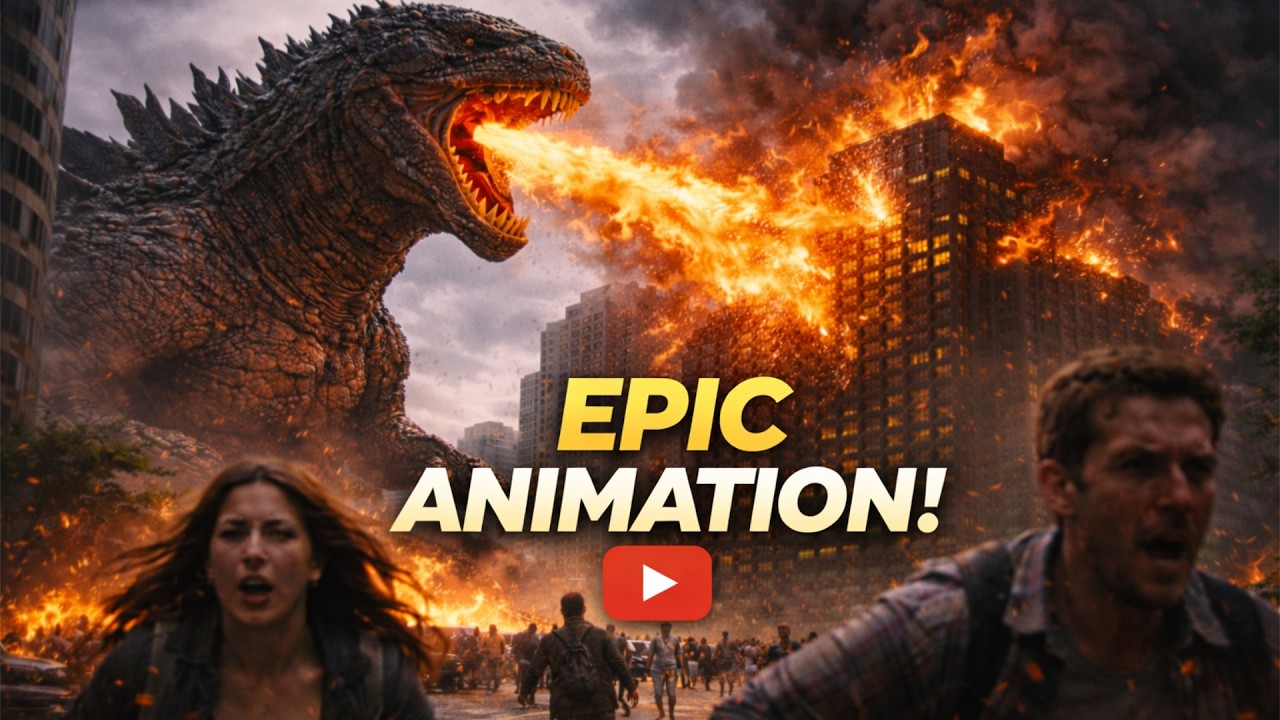 Godzilla: Escena de acción con IA