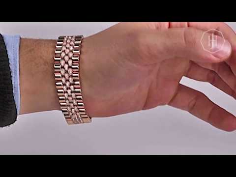 Rolex Style 9ct Rose Gold Diamond Set Jubilee Bracelet