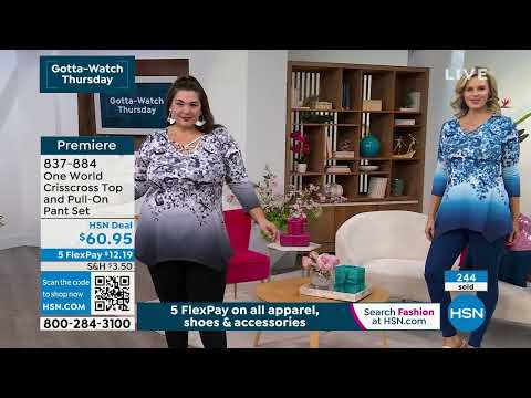 One World Crisscross Top and PullOn Pant Set