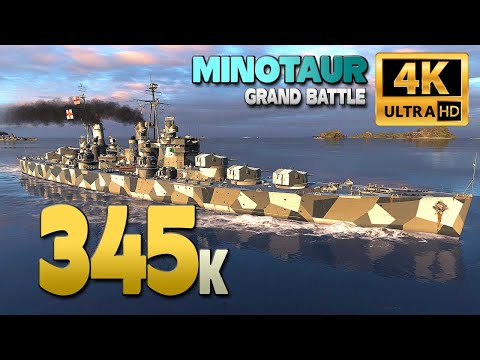 Cruiser Minotaur in Grand Battle, 345k damage - World of Warships
