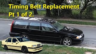 How to replace the timing belt, water pump & rollers on Volvo P80 850, S70, V70, etc. Pt 1-2 - REMIX