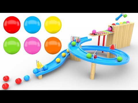 Learn Colors and Shapes with Marble Maze Run and Wooden Hammer Educational Toys