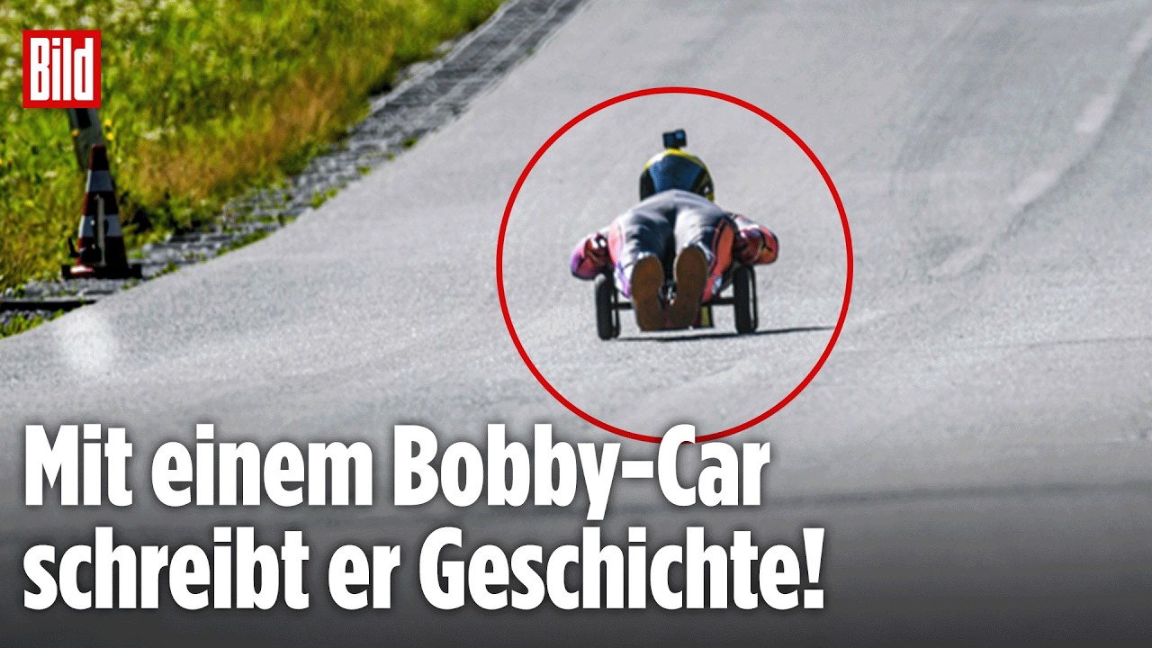 ÖSTERREICH: Deutscher stellt zwei Guiness-Weltrekorde auf! Mit dem Bobby-Car fast 150 km/h