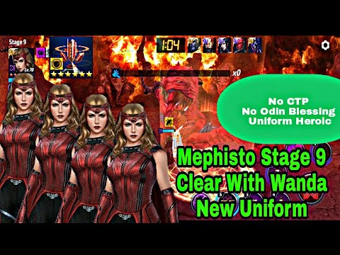 Scarlet Witch New Uniform Clear Mephisto Stage 9 With Obelisk And F2p Build - Marvel Future Fight