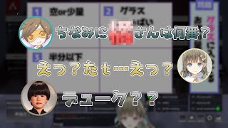 心理テストで英リサに大プレミをかますデューク【英リサ/トナカイト/デューク/APEX渋谷ハルカスタム/ぶいすぽっ!切り抜き】
