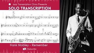 Hank Mobley - Remember - Transcription (Bb)