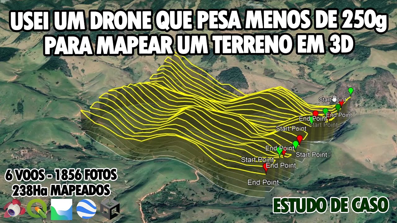 Plano de Voo com correção altimétrica para mapeamento e Realidade Aumentada - Dji Mini 2 e Litchi