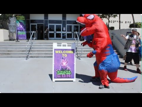 Spider-Rex Chasing at Sinister Con | Spiderman Cosplay