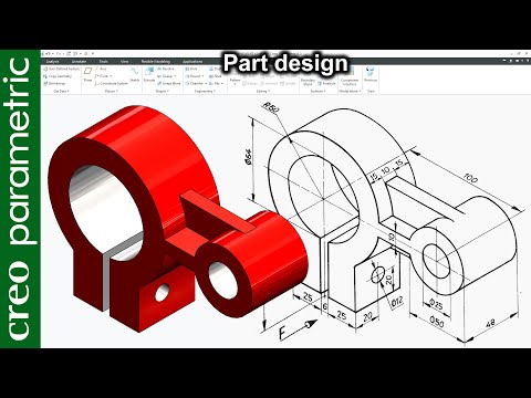 Creo part modeling tutorial | Machine part-04 in Creo Parametric