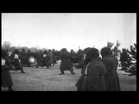 Russian General Grand Duke Nicholas watches the Russian soldiers practice a bayon...HD Stock Footage
