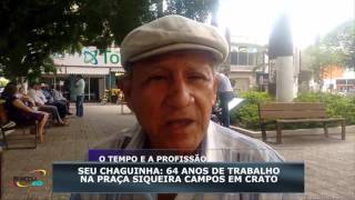 Há 64 anos engraxate ganha a vida na praça com muito dignidade no Crato-CE: