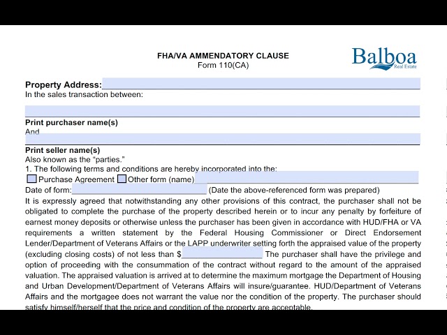 Fha Amendatory Clause Form ≡ Fill Out Printable PDF Forms Online
