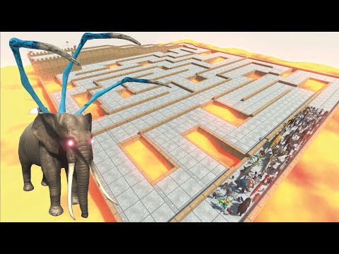 ESCAPE FROM ALIEN ELEPHANT - LAVA MAZE COURSE  - LAST SURVIVOR - Animal Revolt Battle Simulator