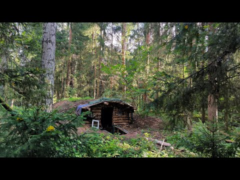 2 Days Alone in My Underground Forest Home | Building and a Cozy Night Inside | Part.8