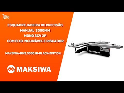 Esquadrejadeira de Precisão Manual BMS3000-IR 3000mm Mono 3CV 2P com Eixo Inclinável e Riscador - Video