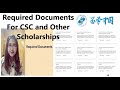 Chinese Government Scholarship (CSC) and Others Required documents.