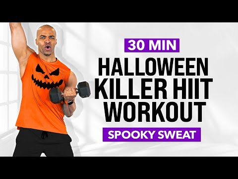 30 MIN KILLER Halloween HIIT Workout with Weights | Full Body Fat Burning Cardio + Strength