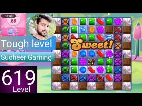 Candy crush saga level 619 । Tough level । No boosters । Candy crush saga 619 । Sudheer Gaming
