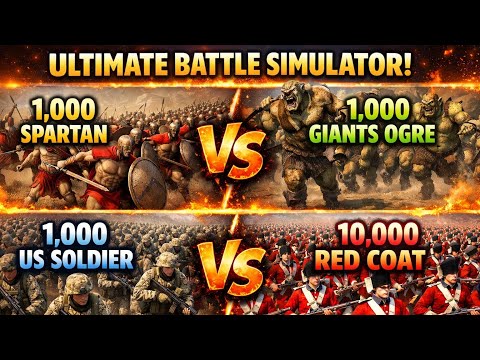 UEBS - 1000 Spartan vs. 1000 Giants Ogre vs. 1000 US Soldier vs. 10000 Red Coat