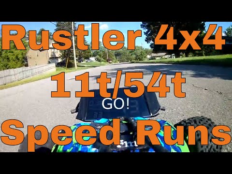 Traxxas Rustler 4x4 VXL #20 - Speed Runs 11t/54t, 17t/54t, w/Alum Upgrades 6.5lbs, 3S, 75C, 6500ma