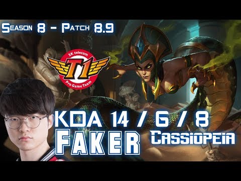 SKT T1 Faker CASSIOPEIA vs GALIO Mid - Patch 8.9 KR Ranked