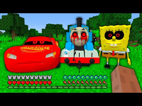 I FOUND McQUEEN.EXE and THOMAS.EXE and SPONGEBOB.EXE in Minecraft - Gameplay Movie