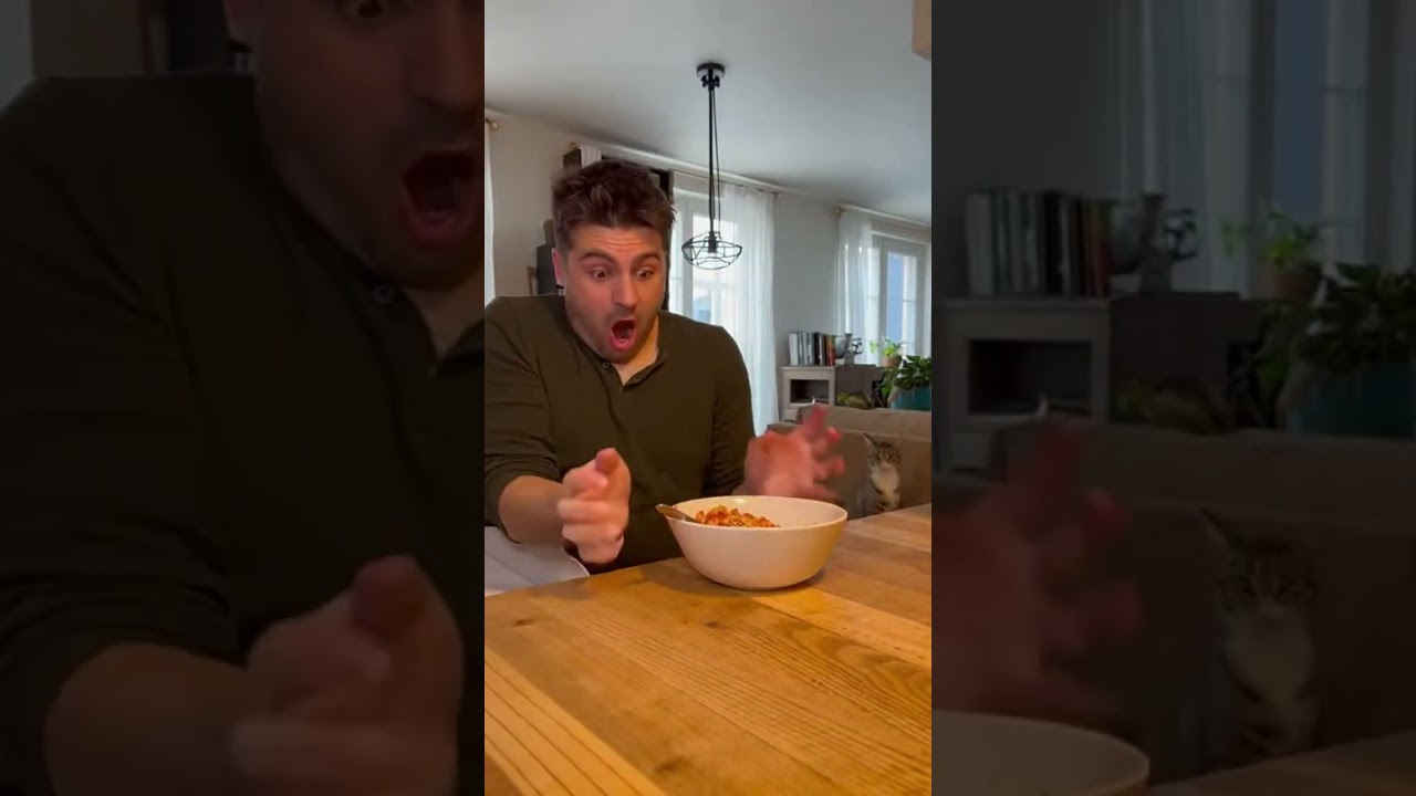 Peaceful Dinner Turns Into Chaos | Cat Jumps on Table #cat #animalmoments #cats #cute