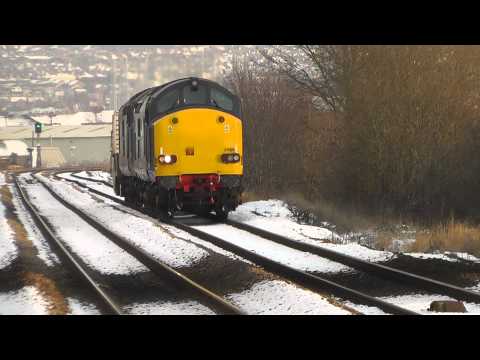 6M60 Seaton to Sellafield Flasks at Metrocentre DRS Class 37s Nos 37609 and 37605 - 18th Jan 13.m2ts