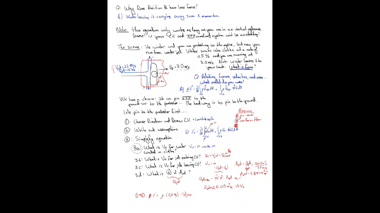 Fluid Mechanics: 37) Conservation of Linear Momentum: Coordinate System Placement