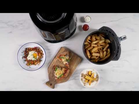Ninja Kitchen Karšto oro gruzdintuvė AF100EU, 1550 W, 3.8 L, juodos ir sidabrinės spalvos video