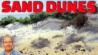 How to paint realistic sand dunes with watercolors. Full step by step watercolour painting tutorial