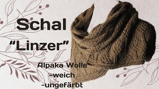 Strickschal "Linzer" aus ungefärbter Alpaka Wolle - Verbrauch: 250g/ 500m