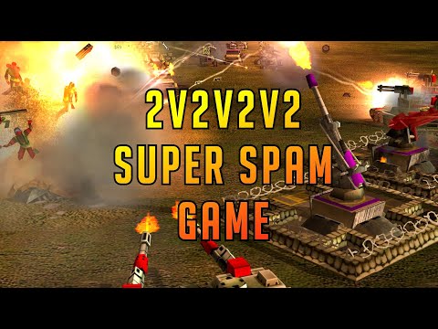 Defcon 8 - 2v2v2v2 Super Spam Mode - Demo General - Generals Zero Hour Online Multiplayer