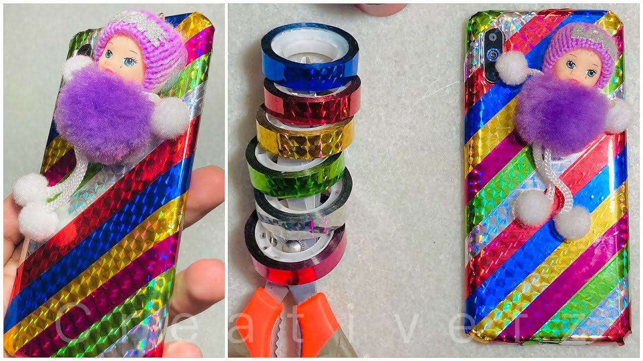 DIY Colorful Mobile Case Using Tape - Case Decoration - Mobile Cover Making at Home, #phonecase
