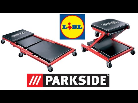 Parkside 2-in-1 Car Creeper & Stool PRW 2 A1 UNBOXING (Lidl steel 2in1 150kg 120kg 5.4kg)