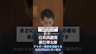 【日本共産党：辰巳孝太郎】アトピー患者さえ見捨てる自民党政府に問う #日本共産党 #政治 #国会